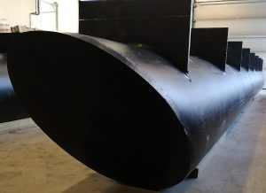 Bild på 45graders vinkel samt special svetsade infästningar på rörponton