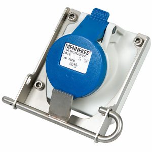 Bild på låsbart eluttag i rostfritt till elstolpe Tallykey T4 & T6