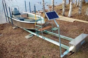 Easyboatroller båtslip vr500 på flack strandkant