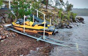 EasyBoatRoller båtslip för jetskis vr-JetE med solcellsladdare och batterilåda