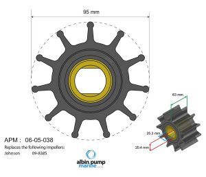 Bild på ytterligare mått för impeller