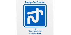 Skylt sugtömningsstation för mottagningsanordning med tillhörande beskrivande text