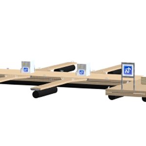 3D-skiss på Harbour® miljöbrygga som en kombinerad båtplats och mottagningsanordning