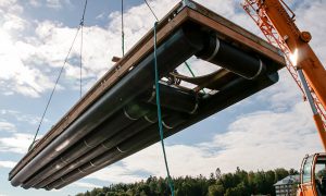 Bild på miljöbryggans pontoner