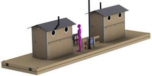 3D-bild på RTI™ WC-Maja flytbrygga med toalett och mottagningsanordning