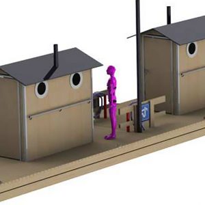 3D-bild på RTI™ WC-Maja flytbrygga med toalett och mottagningsanordning