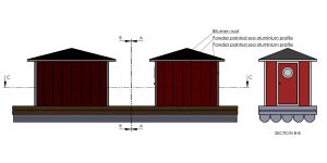 Måttskiss på RTI™ WC-Maja flytbrygga med toalett