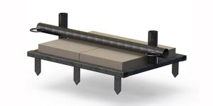 Bild på landfäste AP95, stålram med stålrör och betongvikter