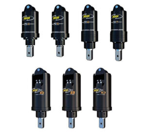 Sju Digga rotatorer av olika modeller (PD4, PD5, PD6, PD7, PD6 High Flow, PD8 High Flow, PD10 High Flow) visas i en rad.