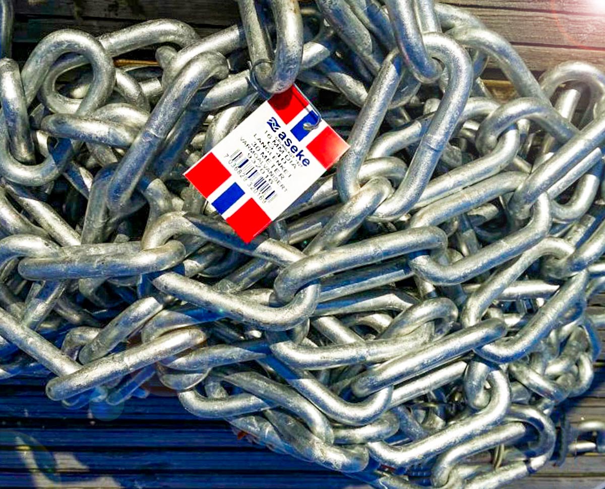 ASEKE™ 16 mm varmgalvaniserad kätting med etikett – certifierad enligt DIN 763/G40