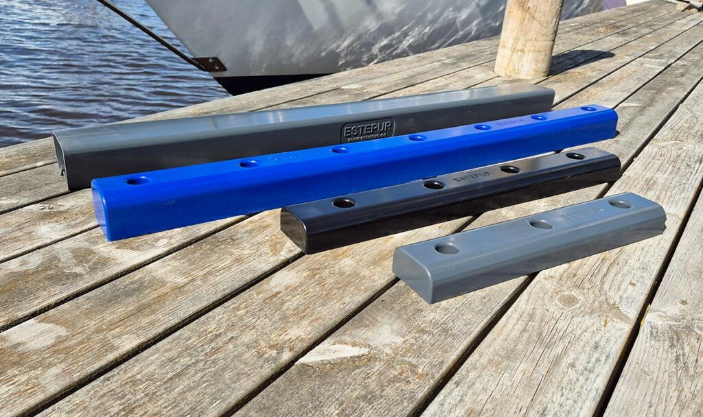 Bryggfendrar i olika materialval och färger för bryggor och hamnanläggningar