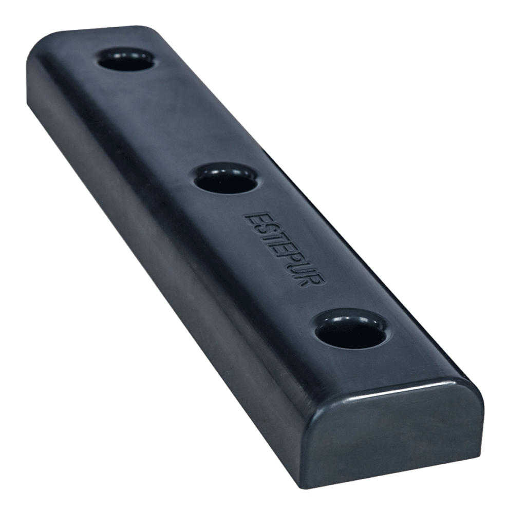 Svart Estepur bryggfender i elastomer för professionella marina anläggningar