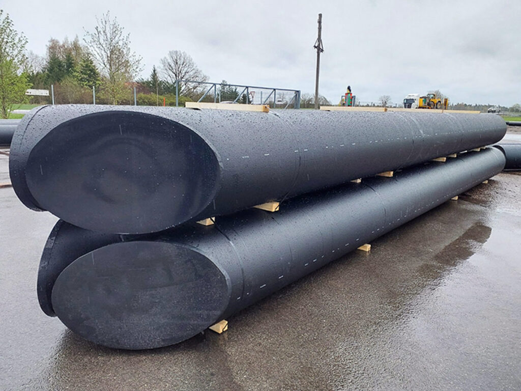 Stora rörpontoner i HD-polyeten för husbåt och tunga flytande konstruktioner.